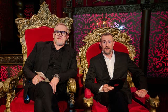 <p>‘Taskmaster’ host Greg Davies with Alex Horne, the show’s mastermind</p>